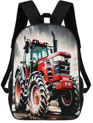 QPIRINMEX Rucksack Traktor Schule Rucksack Für Kinder Von 6 Bis 14 Jahren Schulranzen Mädchen 1. Klasse Leichter Reise Outdoor Freizeit