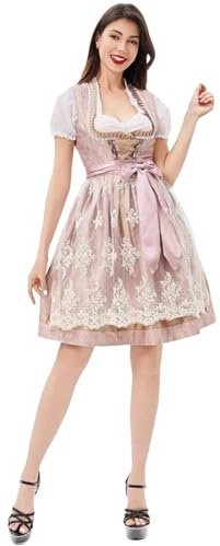 Dirndl 2025 Costume de fête de la bière traditionnelle bavaroise pour fête de la bière, taille XL, rose
