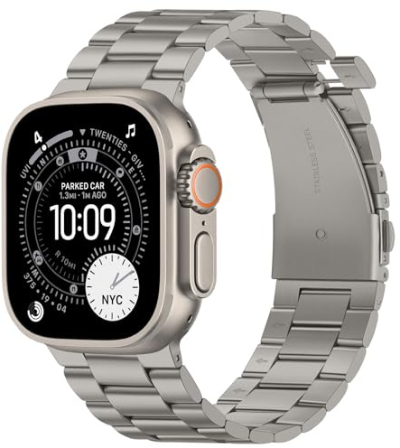 Suphart Senza Strumenti Compatibile con Cinturino Apple Watch 49mm 46mm 45mm 44mm 42mm, Cinturini in Acciaio Inossidabile per iWatch Ultra 3/2/1 SE Serie 11 10 9 8 7 6-1 (Titanio)