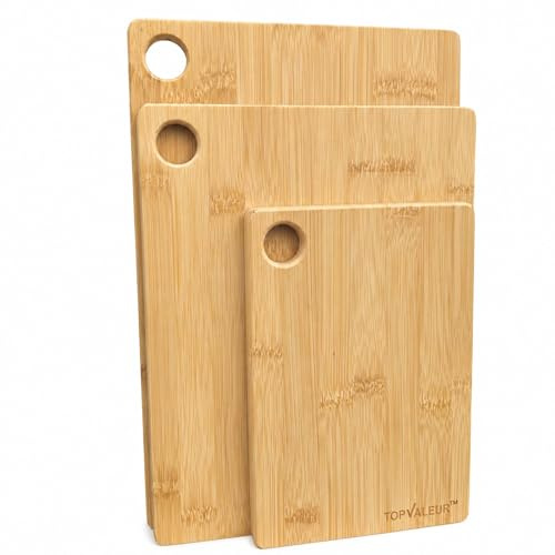 Extra Thick 1.5CM Premium Chopping Board Set 3 with Holes Wooden Chopping Boards for Kitchen -Eco-Friendly, and Knife-Friendly Cutting Boards for Meal Prep and Serving 1.5CM Thick