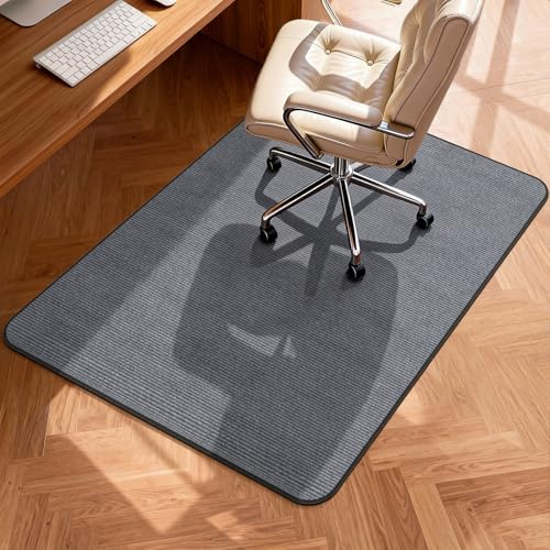 Blvornl Corduroy Office Chair Mat for Hardwood Floor and Low Pile Carpet, 90 x 120 cm Non-Slip Desk Rolling Chair Mat for Hard Floors, Heavy Duty Carpeted Floor Protector Rug for Home, Dark Grey