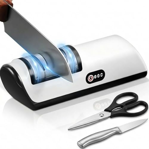 Macirept Cordless Electric Knife Sharpener with 2 Speed Setting,USB Fully Automatic Fast Sharpening,304 Stainless Steel Portable Battery Life Knife Sharpener for Kitchen,Gifts for Your Friend and Fami