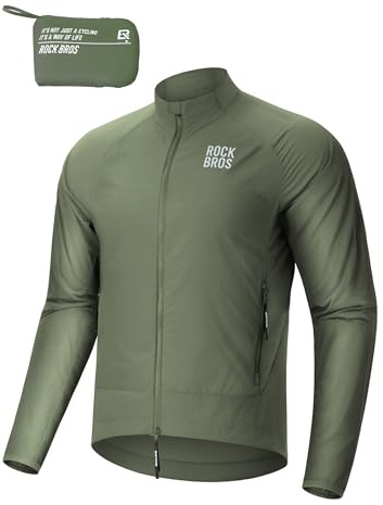 ROCKBROS Winddichte Fahrradjacke Herren Damen, Leichte Atmungsaktive Schnelltrocknende Windbreaker Radsportjacke, Faltbare Laufjacke mit Taschen für Radfahren MTB Outdoor Joggen