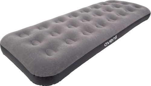 AVENLI Campingbett Luftmatratze Single-Size 191x73x22 cm, Reisebett 1 Person, Coil-Beam, beflockte Liegefläche, bis 150 kg, grau/schwarz