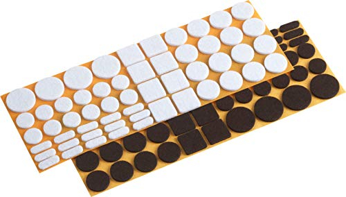 Metafranc Filz-Gleiter-Sortiment 110-teilig-selbstklebend-weiß/braun-Effektiver Schutz Ihrer Möbel & Stühle/Möbelgleiter-Set für empfindliche Böden/Stuhlgleiter/Bodengleiter / 645306