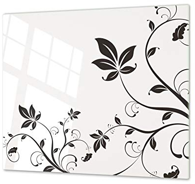 Tabla de cocina de vidrio templado – Tabla de cortar de vidrio – Cubierta de placas de cocción – Una pieza (60 x 52 cm) o dos piezas (30 x 52 cm cada una); D06 Serie Flores: Flor 5