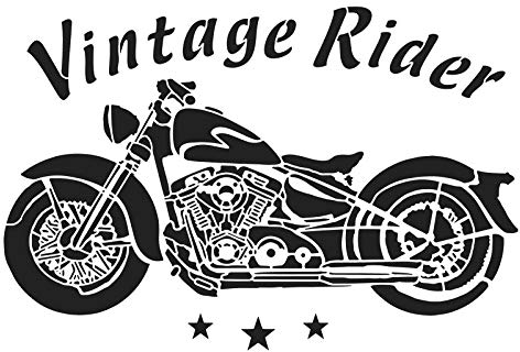 Ideen mit Herz Laser-Kunststoff-Schablone, DIN A4 | perfekt geeignet für Textilgestaltung, Wandgestaltung, Fenster, Papier, Scrapbooking, Kinder, Basteln, DIY (Motorrad)