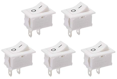 sourcing map 5Stk. SPST Ein/Aus 2Pin Boot Wippschalter Kippschalter AC250V/6A 125V/10A Weiß