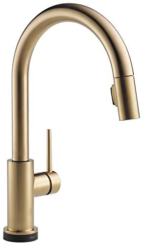 Delta Faucet Trinsic VoiceIQ Touchless Kitchen Faucet with Pull Down Sprayer, Smart Faucet, Alexa and Google Assistant Voice Activated, Gold Kitchen Faucet, Champagne Bronze 9159TV-CZ-DST