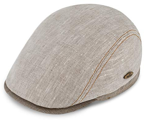fiebig Woolton Flatcap | Schiebermütze aus Leinen mit Baumwollfutter | Zweifarbige Schirmmütze mit Kontrastnähten | Made in Italy
