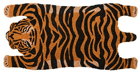 PRGA Fußmatte aus Kokos/PVC in Tigerform, 74,5 x 37,5 x 1,7 cm, für den Außenbereich, Innenbereich