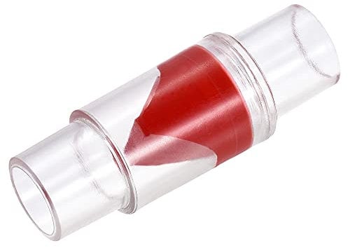 sourcing map Non Return Check Valve, 25/32 Inch Dia. One Way Inline Hose Connector for Water Tank Pump, Plastic Red Clear