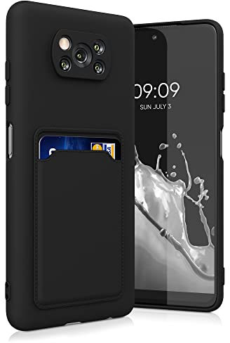 kwmobile Housse Compatible avec Xiaomi Poco X3 NFC/Poco X3 Pro Coque - Housse de téléphone avec Compartiment Carte en Silicone - Noir Mat