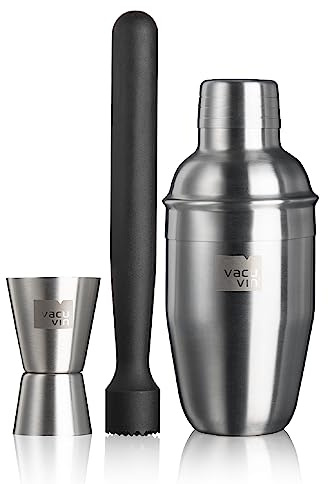 Vacu Vin 7889362-USA, Edelstahl, 3-teilig Cocktail-Set, silber