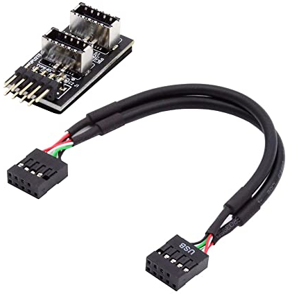 NFHK Dual USB 3.1 Front Panel Socket Key-A Type-E to USB 2.0 9Pin 10Pin Mainboard Header Male Cable Extension Adapter