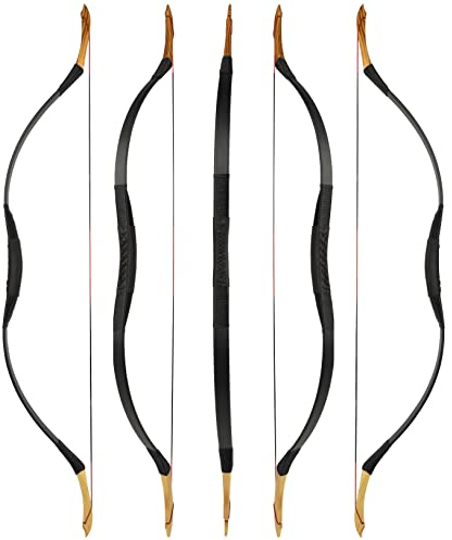 wolfman Traditioneller Recurvebogen Langbogen Sportbogen Bogenschießen Jagdbogen handgefertigter Holzbogen asiatischer mongolischer Bogen für Erwachsene Teenager Linkshänder Rechtshänder (D, 40Lbs)
