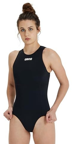 ARENA Damen Team Solid Water Polo Einteiler Wassersport Badeanzug, Schwarz-Weiß, 38