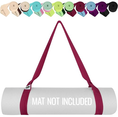 TECEUM Premium Yogamatte Tragegurt – Extra Weich & Dick aus Baumwolle – Hautfreundlich & Rutschfest – Verstellbarer Mattenhalter Yoga Mat Strap für Alle Matten [Matte nicht enthalten]