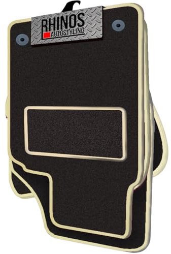 Tailored To Fit Range Rover Evoque (2013-2019) - Non Slip, Complete Carpet Car Floor Mats, All Weather, Anti-Slip Backing, Easy to Clean - Black Mat + Beige Leather Edging
