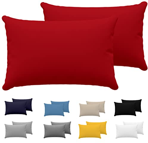 Dreamzie Kissenbezug 40x70 (Set mit 2) - 100% Jersey Baumwolle 150 g/qm Kissenbezüge -Rot - Für Kissen 40x70 cm - Kissenhülle - Kissenbezug - Resistent und Hypoallergen