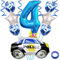 Weenkeey Polizei Geburtstag Dekoration - 4 Jahre Luftballons, Polizeiauto Folienballons, Blau Zahl 4 Helium Ballon für Motto Party Junge Supplies