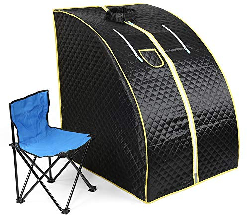 Dampfsauna Mobile Heimsauna Wärmekabine Mini Sauna Sitzsauna Gartensauna-Mini-Sauna 1000 W Verdampfer, Schwarz-B