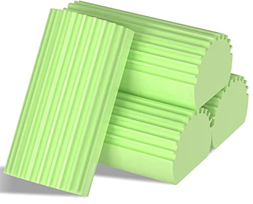 Jeymei 4er-Pack Damp Clean Staubwedelschwamm, Schwamm-Reinigungsbürste, Staubwedel für die Reinigung von Jalousien, Glas, Sockelleisten, Rillen und Wasserhähnen, grüne kratzfeste Schwämme