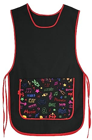 Schwarz Kasack ärmellose Damen, Schürze mit Taschen, Damen Arbeitsuniform - Musik