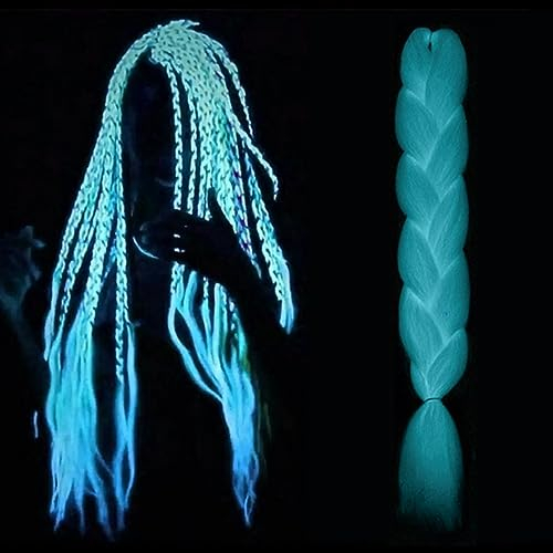 Ombre Braiding Hair Extensions, 24 Jumbo Braids Haarverlängerung, Geflecht Ombre Zöpfe Haarverlängerungen, Häkelborte DIY Haarteil Flechthaar Kunstfaser Braids Perücke für Frauen (blau)