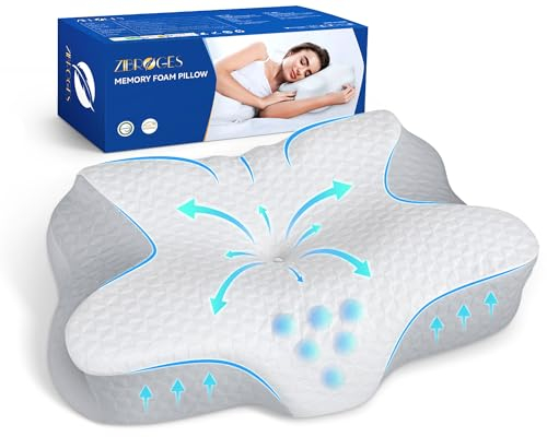 Zibroges Oreiller en Mousse à Mémoire, Oreiller Confortable pour Le Cou, Idéal pour Dormeurs sur Le Côté, Le Dos et Le Ventre, Taie d'oreiller Lavable, 61x41x11,5cm