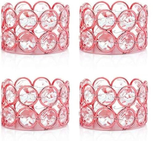 CentraLit Tea Light Crystal Votives Bowl Candle Holders for Home Decoation Diya Diwali Decor Tealight Candle Centerpieces for Wedding Home Party Table Decoration Gold (Rose Gold (Pack of 4))
