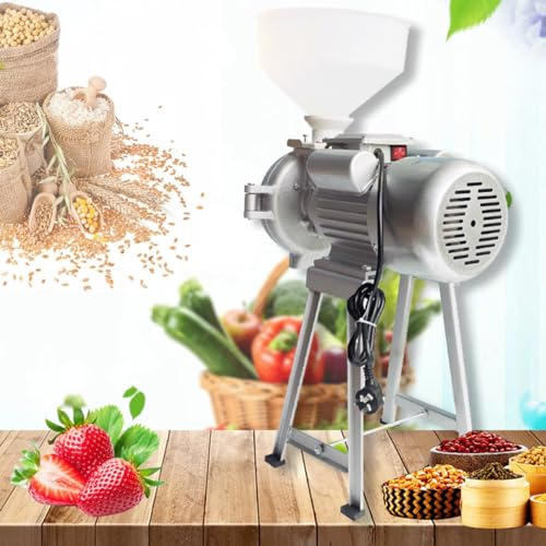 TAHALI Moulin électrique pour Aliments/Farine, broyeur de céréales sèches, avec Entonnoir, pour Riz, maïs, Grains, café, blé, céréales sèches et humides
