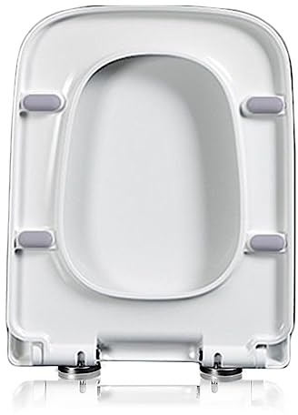 TISTIK Abattant WC Carré, Abattant WC Avec Frein De Chute Lunette De Toilette, Fermeture En Douceur, Dégagement Rapide, Siège De Toilette Rectangulaire, Antibactérien, Blanc,04a