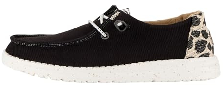 HEYDUDE Wendy Leopard Damen - Slip-on Flache Schuhe - Mokassin-Stil, Black/Leopard, 40