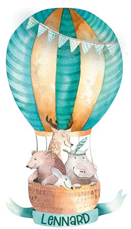 GRAZDesign Wandtattoo Heißluftballon Kinderzimmer, mit Namen personalisiert, Deko für Jungen und Mädchen - 71x40cm