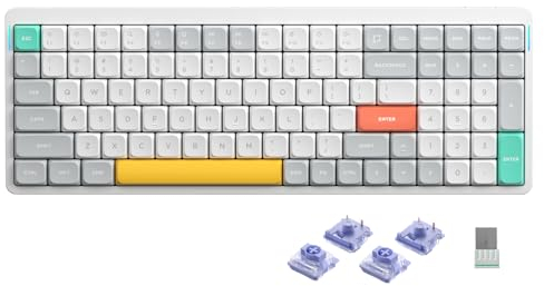 nuphy Air96 V2 Wireless Mechanical Keyboard,100 Keys Gaming Keyboard,Supports Bluetooth 5.1,2.4G and Wired Connection,for PC/Laptop/Windows/Mac -White Gateron Wisteria Switch