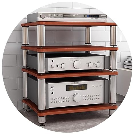 HiFi-Rack AV-Regal 4 Etagen TV-Ständer Lautsprecher-Rack Verstärker-Rack Für AV-Verstärker/Plattenspieler/Sky-Box/Drucker Multifunktionale Höhenverstellbare Tragfähigkeit ( Color : Brown , S : 60*48*9