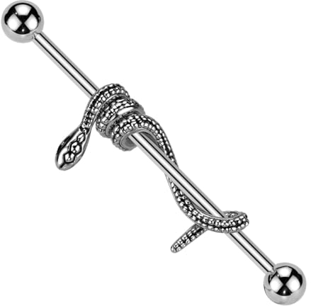 beyoutifulthings Industrial-Piercing gewundene Schlange Silber Industrial-Barbell Industrial-Bar Chirurgenstahl Stab-länge 38-mm