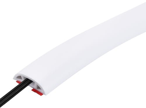 Sourcing Map 2.5m Floor Cord Cover, Self-Adhesive Cord Hider, Cable Protector, White