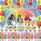 33Pcs Kids Birthday Cake Decoration Set - Rainbow Music Party Set, Banner, Balloon, Tablecloth, Cake Decoration for Girls Birthday Party