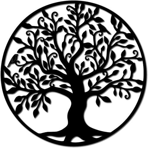 SENTOP HDF0206 Arbre de vie Image sculptée sur le mur en bois pour l'intérieur (noir, 90 cm)