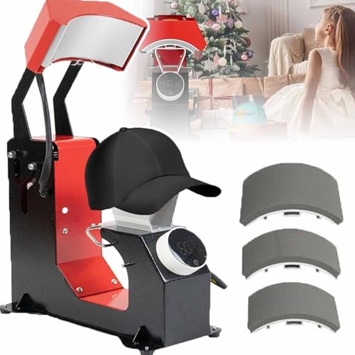 URJWAN MáQuina De Prensado De Gorras 3 En 1 para Gorras, 3 TamañOs De Tabla De Planchar, MáQuina Prensadora De Gorras De BéIsbol, Panel De Control Digital Estilo Perilla De PresióN