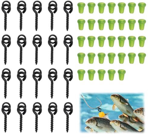 Angelhaken Set,Köder Ring,Karpfenangeln Angelzubehör für Angelhaken,Haken Boilies Schraube,Köder Schrauben,Angelhaken Stopper,Rostfrei Haken Boilies Schraube,Screw Köder Hakenstopper
