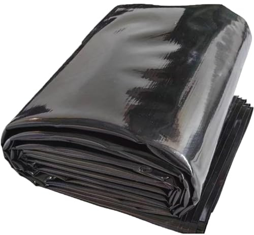 Heavy Duty HDPE dammfoder 1x6m 2x4m 3x7m 4x8m 5x10m dammfoder Slitstark ogenomtränglig film Vikbar dammpresenning för trädgårdsdamm, pool, vattenbruk - svart(6x6m)