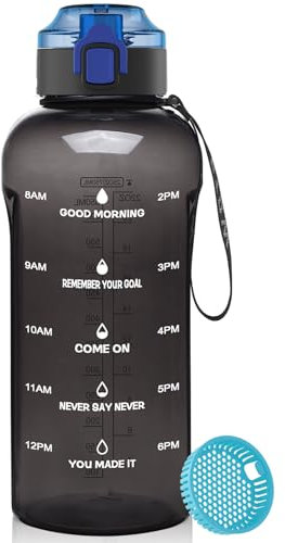 WEMEET Gourde de sport 750 ml, anti-fuite, avec filtre à fruits et marqueur de temps, sans BPA, réutilisable, pour le camping, le vélo, la randonnée, l'extérieur (noir)