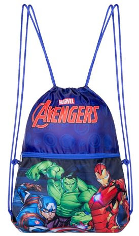 Spiderman Marvel Avengers Turnbeutel, Schwimmbeutel, Sporttasche, Gymsack, Rucksack, Schuhbeutel, Sportrucksack, verschiedene Designs inkl. extra Fach (Schwarz)