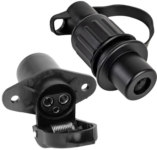 CXTM 3 Poliger Anhänger Stecker und Steckdose, Anhänger Adapter 3 Poliger Stecker 12v Traktor,3 Pin Stecker und Steckdose 3-poliger Traktorstecker Nach DIN 9680 Genormt, Universal Anhänger/Traktor/PKW
