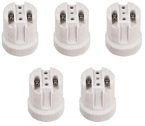 E26/E27 Ceramic Lamp Holder Base Socket Converter Heat Resistant Porcelain Light Sockets,Vintage Edison Style Base for LED, Halogen Incandescent Bulbs Easy Install Adapter Screw Base - Pack of 5