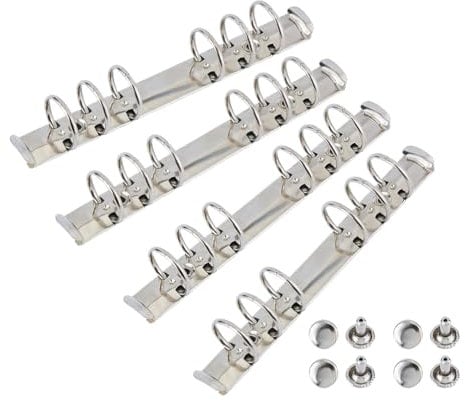 SUPERFINDINGS 4 Stück 6 Ring Buchmechanismus A4 Notebook Mechanismus Ringbuchmechanik Ringe Ersatzkit Eisenklammer Ringbuch Mit Schrauben Muttern Für Lose Blatt Notizbuch Planer Innendurchmesser: 3cm