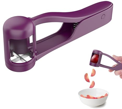 Luvan Taglia-Uva per Bambini Piccoli, Strumenti per Pomodoro Ciliegie Fragole, Affettatore di Uva a Quarti in Acciaio Inossidabile Portatile Gadget da Cucina (Viola)